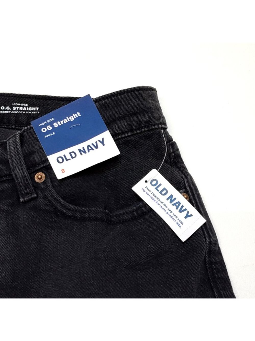 Old Navy High-Rise O.G. Straight Cut-Off Ankle Jean Secret-Smooth Pockets Size 8 - Picture 7 of 10